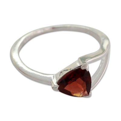 Alternate image for Triangle-Cut Natural Garnet Solitaire Ring from India Mystic Triangle