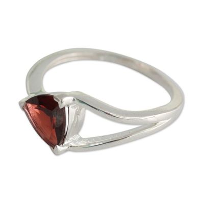 Alternate image for Triangle-Cut Natural Garnet Solitaire Ring from India Mystic Triangle