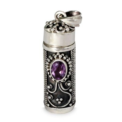 Alternate image for Sterling Silver Prayer Box Amethyst Pendant from India Hear My Prayer