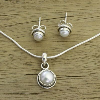 Alternate image for Bridal Pearl Jewelry Set in Sterling Silver White Cloud