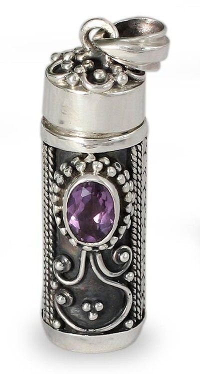 Alternate image for Sterling Silver Prayer Box Amethyst Pendant from India Hear My Prayer