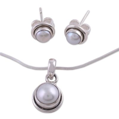 Alternate image for Bridal Pearl Jewelry Set in Sterling Silver White Cloud