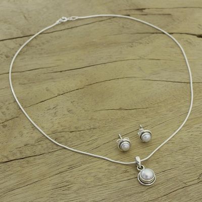 Alternate image for Bridal Pearl Jewelry Set in Sterling Silver White Cloud