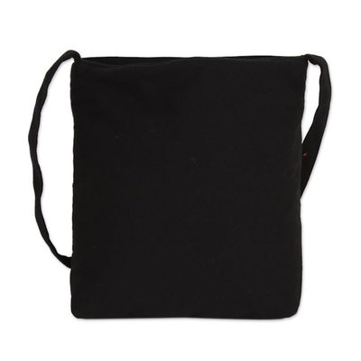 Alternate image for Embroidered Floral Cotton Sling Handbag from India Lovely Blossom