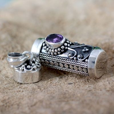 Alternate image for Sterling Silver Prayer Box Amethyst Pendant from India Hear My Prayer