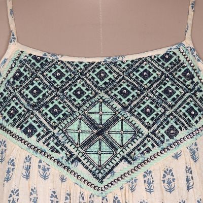 Alternate image for Embroidered Viscose Floral Motif Maxi Dress Corfu Seas