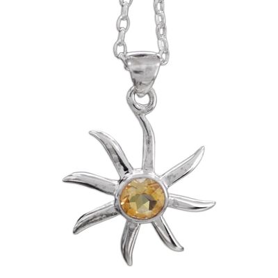 Alternate image for Citrine and Sterling Silver Necklace from India Jewelry Golden Sun