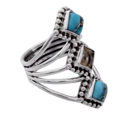 Alternate image for Handmade Citrine and Reconstituted Turquoise Ring Golden Allure