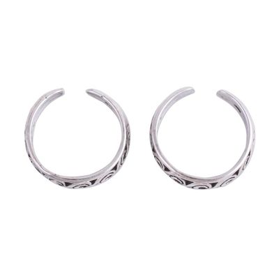 Alternate image for Handcrafted Sterling Silver Pair of Toe Rings from India Fascinating Swirls