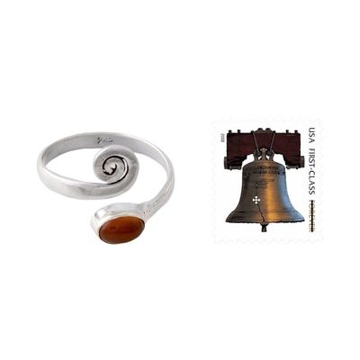 Alternate image for Handcrafted Carnelian and Sterling Silver Toe Rings Pair Curls