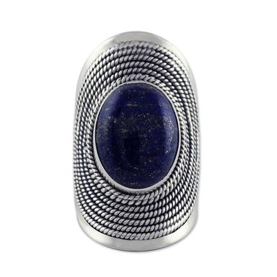 Alternate image for Sterling Silver Lapis Lazuli Ring from India Jaipur Blue