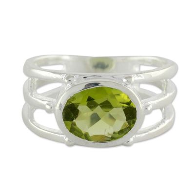 Alternate image for Peridot Ring Crafted of Sterling Silver Forest Glow