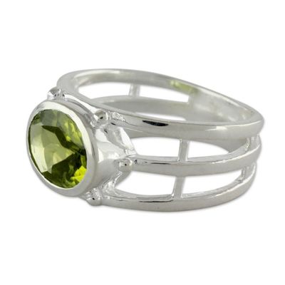 Alternate image for Peridot Ring Crafted of Sterling Silver Forest Glow