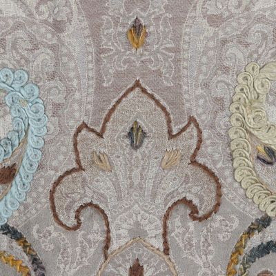 Alternate image for Hand-Embroidered Fringed Wool Shawl Paisley Day