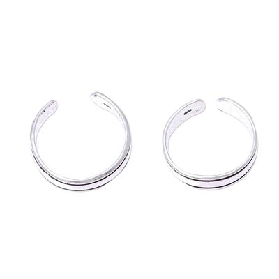Alternate image for Sterling Silver Adjustable Striped Pair of Toe Rings Divine Minimalism