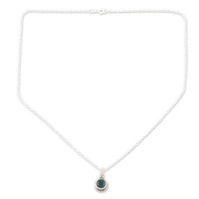 Alternate image for Sterling Silver and Green Onyx Necklace and Earrings Sparkling Green