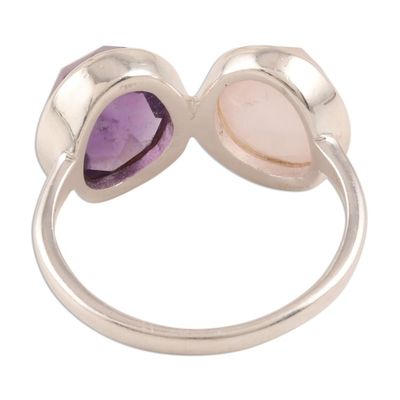 Alternate image for 7-Carat Amethyst and Rose Quartz Cocktail Ring from India Delightful Fusion