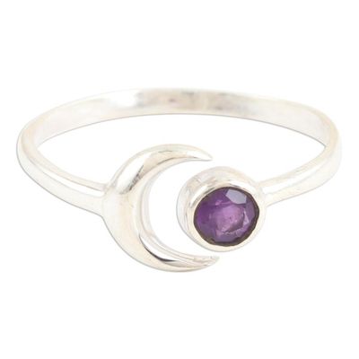 Alternate image for Moon Amethyst and Sterling Silver Wrap Ring from India Celestial Beauty in Purple