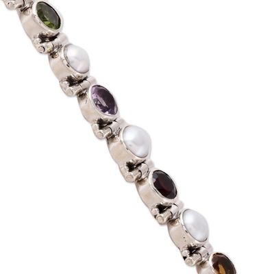 Alternate image for Cultured Pearl and Multi-Gem Tennis Bracelet from India Sparkling Grace