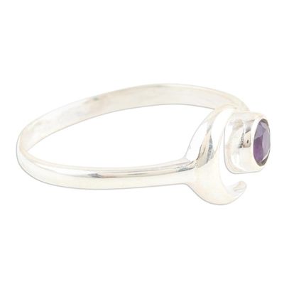 Alternate image for Moon Amethyst and Sterling Silver Wrap Ring from India Celestial Beauty in Purple