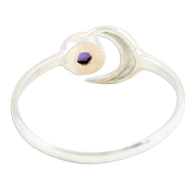 Alternate image for Moon Amethyst and Sterling Silver Wrap Ring from India Celestial Beauty in Purple