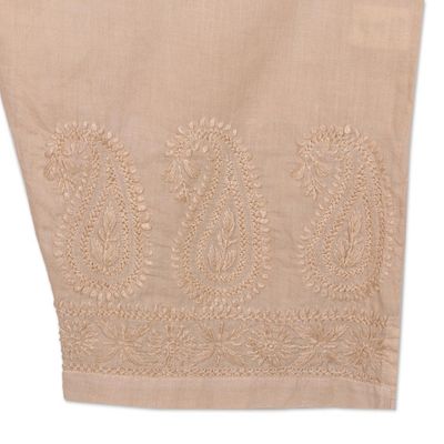 Alternate image for All Cotton Embroidered Cropped Pants with Drawstring Waist Paisley Days