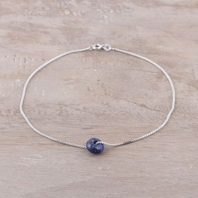 Alternate image for Lapis Lazuli Pendant Anklet from India Elegant Wheel