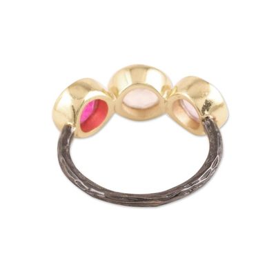 Alternate image for Gold Accent Amethyst Rose Quartz Cocktail Ring from India Pretty Trio