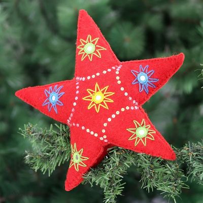 Alternate image for Embellished Felt Wool Holiday Tree Topper Light the Way