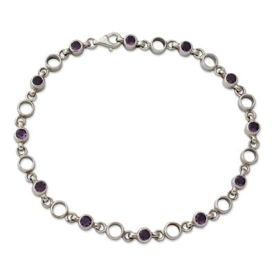 Alternate image for Fair Trade Jewelry Amethyst Sterling Silver Anklet Elegant Simplicity
