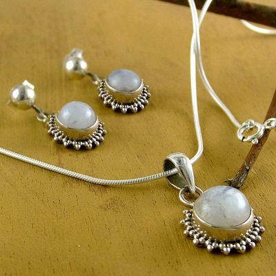 Alternate image for Sterling Silver Rainbow Moonstone Jewelry Set Goddess