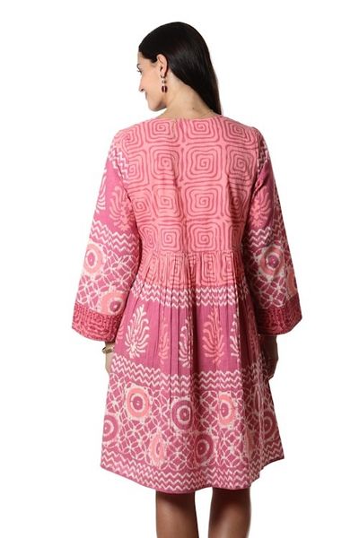 Alternate image for Embroidered Cotton A-Line Dress from India Petal Pink