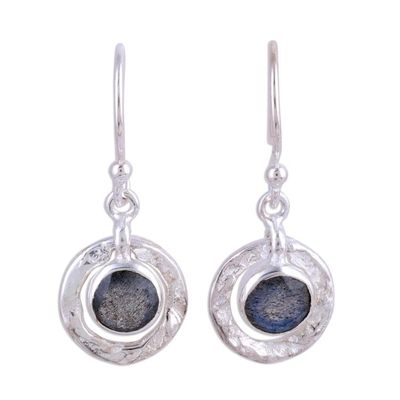 Alternate image for Sterling Silver and Labradorite Round Dangle Earrings Dusky Charm