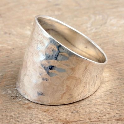 Alternate image for Artisan Crafted Sterling Silver Band Ring from India Far Future