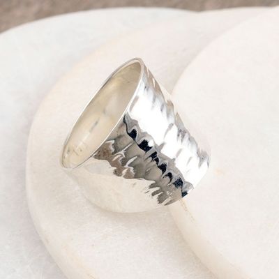 Alternate image for Artisan Crafted Sterling Silver Band Ring from India Far Future
