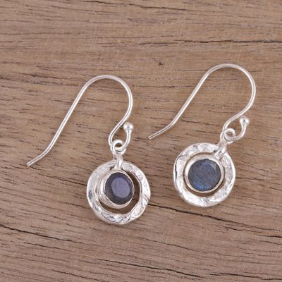 Alternate image for Sterling Silver and Labradorite Round Dangle Earrings Dusky Charm