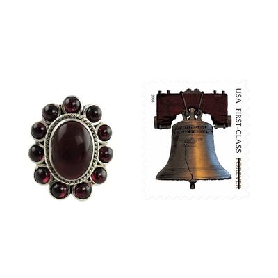 Alternate image for Floral Jewelry Sterling Silver and Garnet Ring Scarlet Petals