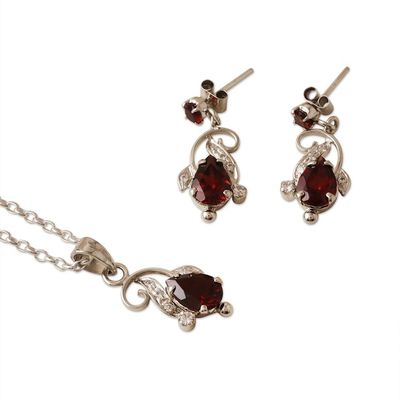 Alternate image for Garnet and Cubic Zirconia Jewelry Set with Classic Motifs Perseverance Realm