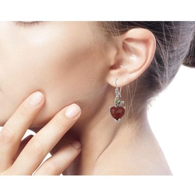 Alternate image for Heart Jewelry Earrings with Red Onyx and Peridot A Sigh of Romance
