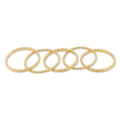 Alternate image for High-Polished 18k Gold-Plated Stacking Band Rings Set of 5 Glorious Five