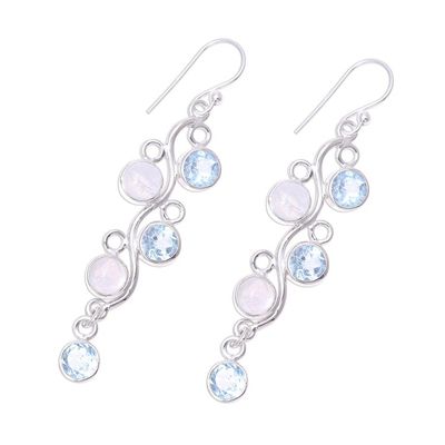 Alternate image for Blue Topaz and Rainbow Moonstone Earrings from India Morning Climber