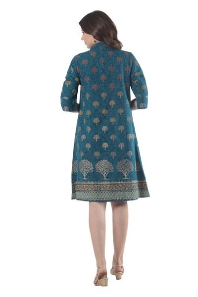 Alternate image for Hand Block-Printed Shirtdress Chanderi Garden
