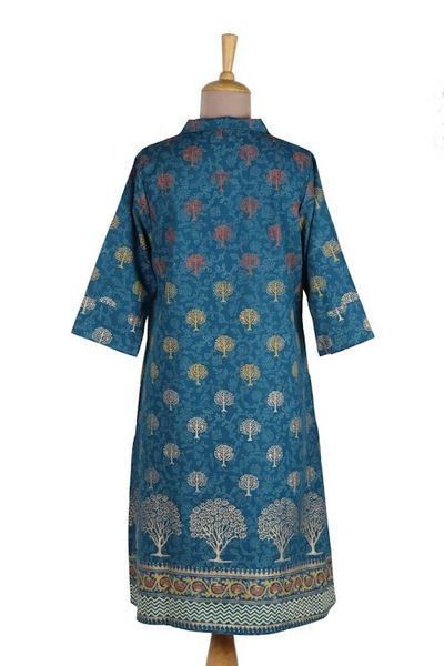 Alternate image for Hand Block-Printed Shirtdress Chanderi Garden