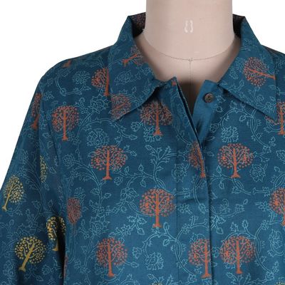 Alternate image for Hand Block-Printed Shirtdress Chanderi Garden
