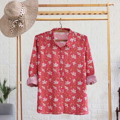 Alternate image for Printed Cotton Floral Shirt Blissful Blooms