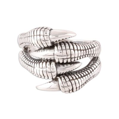 Alternate image for Sterling Silver Dragon Claw Band Ring from India Dragons Claws