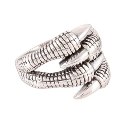 Alternate image for Sterling Silver Dragon Claw Band Ring from India Dragons Claws
