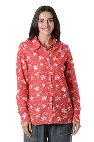 Alternate image for Printed Cotton Floral Shirt Blissful Blooms
