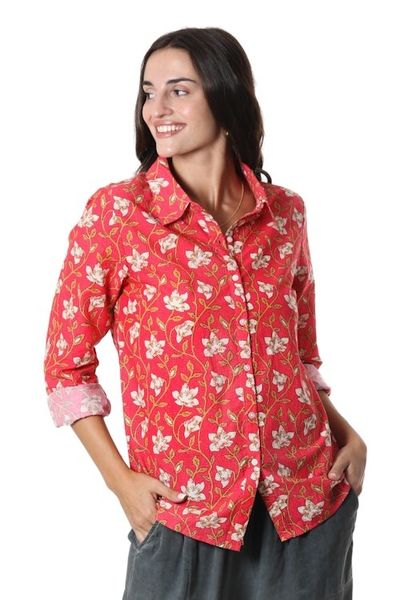 Alternate image for Printed Cotton Floral Shirt Blissful Blooms