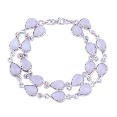 Alternate image for Rainbow Moonstone and Sterling Silver Link Bracelet Eternal Nature